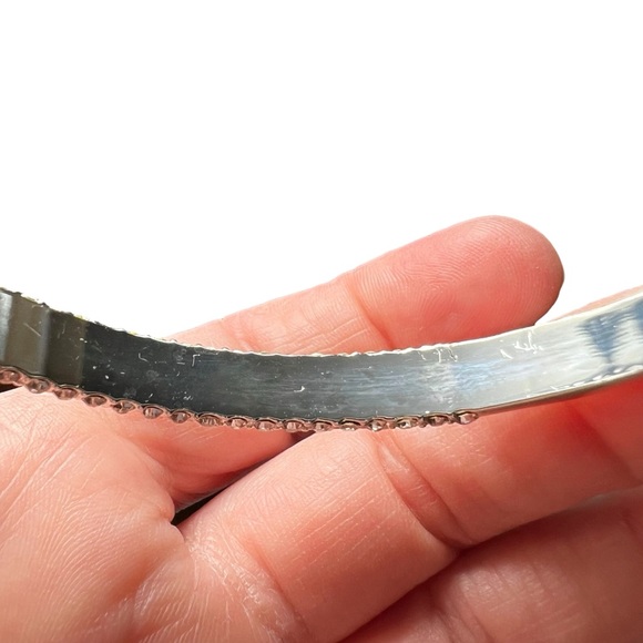 Silver Tone Pave Rhinestone & Solid Stacking Bangle Bracelets - Picture 9 of 10